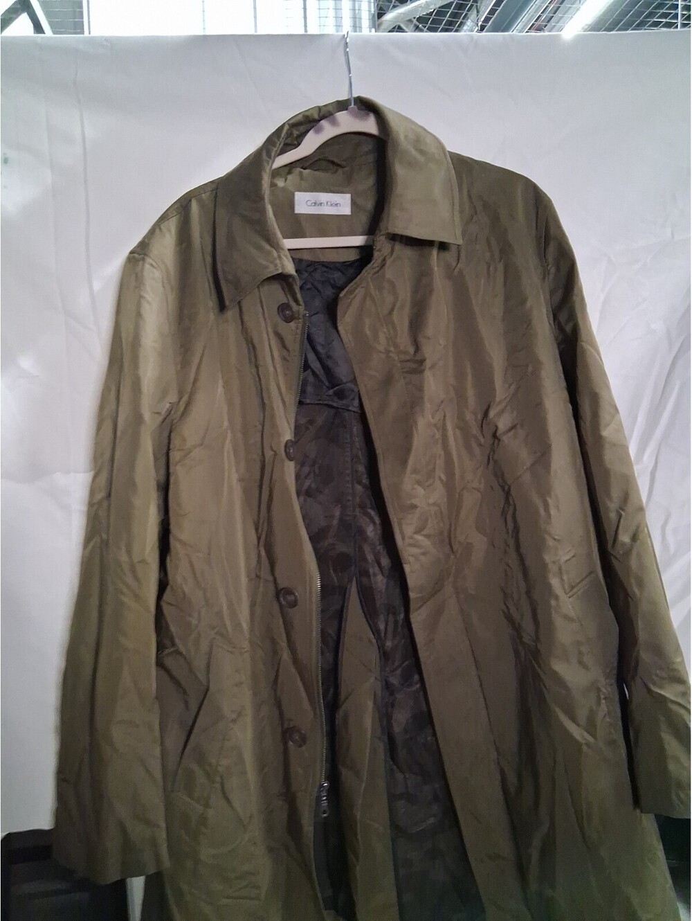 Calvin Klein Men's Olive Green Munson Slim-Fit Modern Raincoat 44L J2